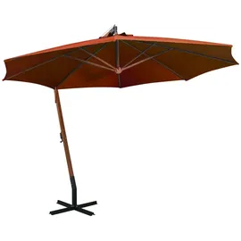 vidaXL Ampelschirm mit Mast 3,5 x 2,9 m Massivholz Tanne terrakotta 313771
