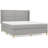 vidaXL Boxspringbett mit Matratze Hellgrau 160x200 cm Stoff1380097