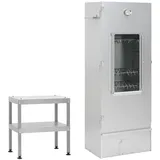 furnicato Räucherofen Multifunktionaler verzinkter Stahl 44,5x29x110 cm mit Tis silberfarben 44.5 cm x 110 cm x 29 cm