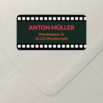 Adressaufkleber (5 Karten) selbst gestalten, Filmplakat in Moosgrün - Schwarz