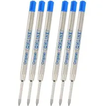 Online Schreibgeräte Kugelschreiberminen 70038, Metallgroßraummine, Stärke M, blau, 6 Stück