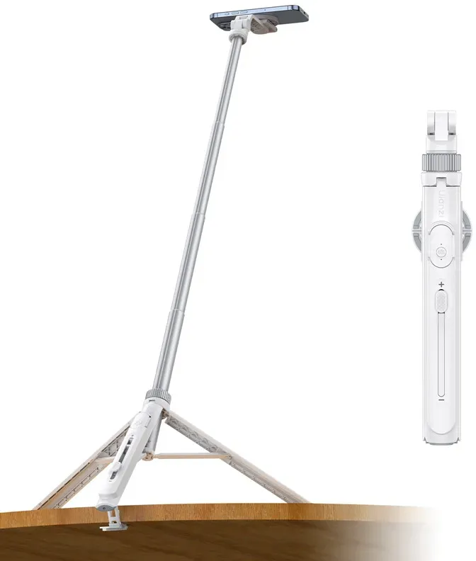 ULANZI TT88 Handy Stativ 145cm, Magnetischer Selfie Stick mit Fernbedienung, Stativ für Smartphone mit 2 in 1 Telefon Clip, 2 Cold Shoe Mount Handystativ Kompatibel für iPhone/Samsung/Huawei