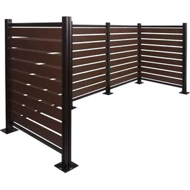 Mendler Mülltonnen-Zaun HWC-K57 130 x 300 x 110 cm braun