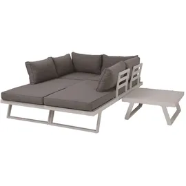 Möbilia Sitzgruppe Ecksofa Couchtisch grau/dunkelgrau