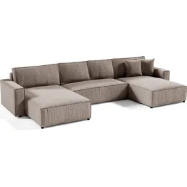 petits-meubles U-Sofa Cord 5-Sitzer Schwarz