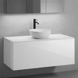 neoro n50 Unterschrank B: 120 cm mit 1 Auszug, Waschtisch Ø 45 cm weiß matt, B: 120.5 BN0106WM+BN0434WH+BN0404WM