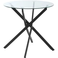 Homcom Beistelltisch mit Glasplatte schwarz 80L x 80B x