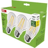 EMOS - LED-Glühbirne Filament A60 A Klasse Vintage-Glühbirne - E27 Sockel - neutralweiß - 806lm - extra-sparsam, 3,8W 60W Birne) - 50 000 Stunden - Winkel 300° - CRI min. 80-3er Pack