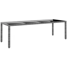 vidaXL Gartentisch 250x100x75 cm Hartglas und Poly Rattan Grau