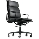 Vitra Bürodrehsessel Soft-Pad Leder Premium F schwarz, Designer Charles & Ray Eames, 58x102-114x59-65 cm