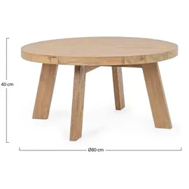 BIZZOTTO Beistelltisch Bolivar aus recyceltem Teakholz, rund, skandinavischer Stil, natur, Ø 80 cm