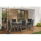 KETTLER Basic Plus Garten-Essgruppe, silber/anthrazit, Alu/Textilene, 180/240x90cm, 6 Multipositionssessel