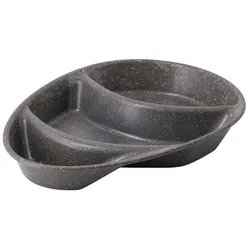 greenbox - Mehrweg-Menü-Teller "Häppy Plate" 27,5 x 20 x 3,5 cm, 3 Kammern, tropfenförmig, Pfeffer / grau, 60 St.