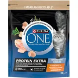 PURINA ONE | Protein Extra | Trockenfutter speziell für ausgewachsene Katzen | Hoher Gehalt an Proteinen und Aminosäuren zum Aufbau und Erhalt starker Muskeln | Huhn | Beutel | 900 g