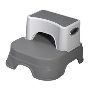 Baoblaze Tritthocker, doppelter Tritthocker für Kleinkinder, Toiletten-Töpfchentraining, Stabiler, Rutschfester Zwei-Stufen-Hocker für Kinder, Toilettenhocker, GRAU