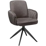 Moderano Armlehnstuhl, Schwarz, Graubraun, Metall, Textil, Drehkreuz, 59x85x62 cm, Lederauswahl, Stoffauswahl, Wippfunktion, Sitzfläche 360° drehbar, inklusive Armlehnen, automatische Rückholfunktion, Esszimmer, Stühle, Esszimmerstühle, Armlehnenstühle