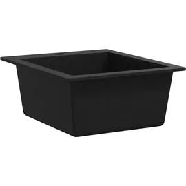 vidaXL Granitspüle Braelynn links Einbauspüle schwarz Handbetätigung 425 x 500 mm