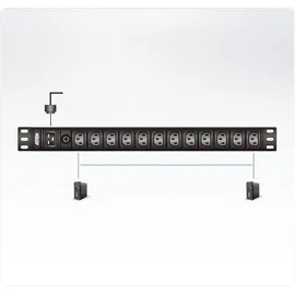 ATEN Basis-PDU Serie, Standard, 1U, Aluminium, Schwarz, 12 AC-Ausgänge, C13-Koppler