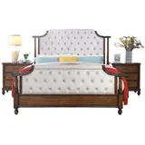 Xlmoebel Schlafzimmer-Set Schlafzimmer Set mit Bett und zwei Nachttischen im Chesterfield Stil, (3-tlg., 3tlg.Schlafzimmer Set (Bett + 2x Nachttisch), Hergestellt in Europa weiß