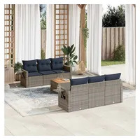 vidaXL Gartensofa-Set 7-tlg. grau Polyrattan