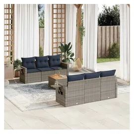vidaXL Gartensofa-Set 7-tlg. grau Polyrattan