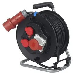 CEE-SicherheitsKabeltrommel 285mmØ 20mH07RN-F5G2,5 Gummikabel, 1 CEE-Dose 400V/16A,2 Dosen 230V,IP44