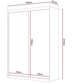 lookway Schwebetürenschrank CAMARO III 150 x 0 x 0 cm Weiß