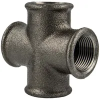 Gebo Temperguss-Gewindefitting schwarz Kreuzstück, allseitig ig 1 Zoll, Typ