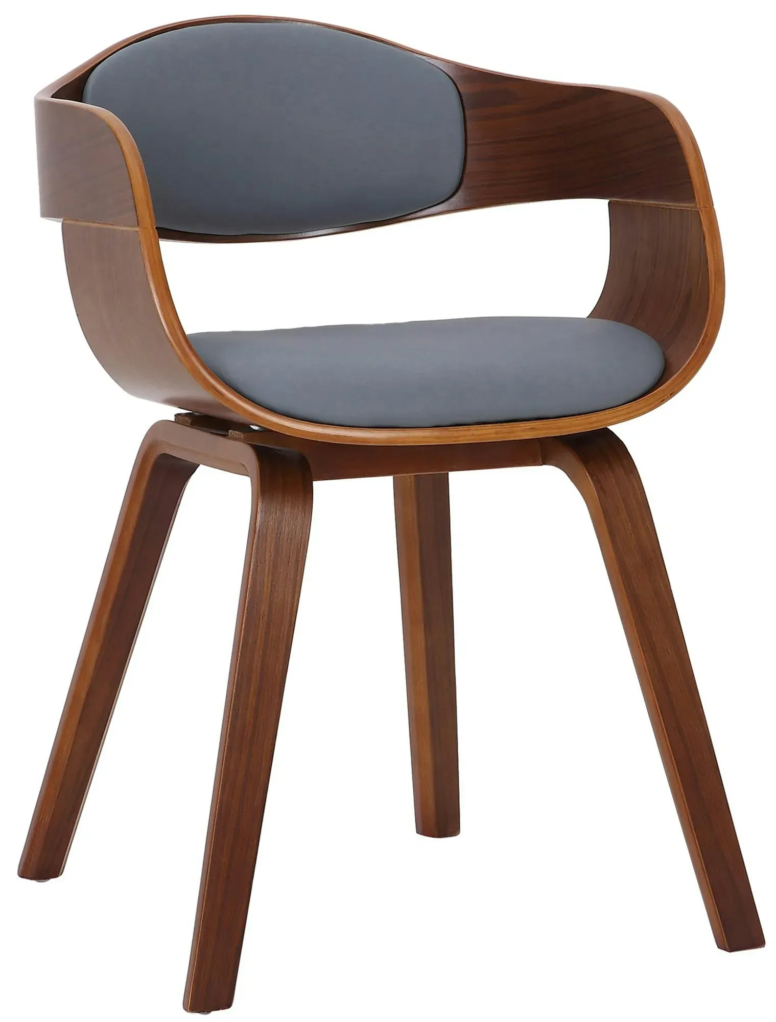 DELUKE® Besucherstuhl LONDON Kunstleder - 73x49x46cm, Walnuss/Grau | Kunstleder | Holz Gestell | Konferenzstuhl Wartezimmerstuhl