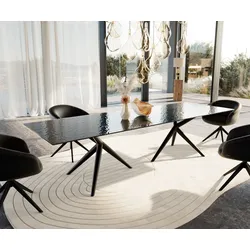 DELIFE Table à manger Edge 300x100 verre en relief noir 3D-Design Estelar rond Métal Noir, Tables de salle à manger