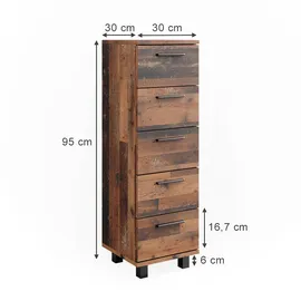 Vicco Midischrank Ilias 30 x 95 cm mit 5 Schubladen