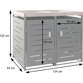 Mendler Mülltonnenverkleidung HWC-H40 125 x 134 x 84 cm grau