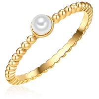 Lulu & Jane Perlen-Ring Messing Muschelkernperle in Gelbgold Ringe Damen