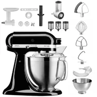 KitchenAid 4,8 L 5KSM185 Artisan Küchenmaschine Allrounderset Fleischwolf+Spritzgebäck+Gemüseschneider, Farbe:Onyx