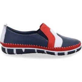 Gemini Damen Slipper Leder mehrfarbig im Retro Look mit Wechselsohle 395415-01, Größe:42 EU, Farbe:Blau - Blau - 42