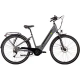 Saxonette E-Bike Deluxe Wave, 10 Gang, Mittelmotor, 418 Wh integrierter Akku, tiefeinsteiger, Elektrofahrrad, Trekkingrad (Ramenhöhe 50 , Grau) - Braun