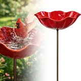 Vogeltränke Blume, Bienentränke & Vogeltränke Metall in Blumenform, Insektentränke Garten, Vogel und Insektentränke Stehend Gartenstecker für Draußen Garten, Terrasse, Hof, Rasen (B)