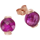 Jamelli Ohrstecker Jamelli Silber 925 rosé-vergoldet mit pinken Quarz-Steinen 6,28
