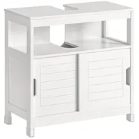 SoBuy Waschbeckenunterschrank Badschrank mit Fußpolster 60x60x30cm Weiß FRG128-W