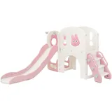 joyz Spielturm mit Rutsche und Basketballkorb 5 in 1 Rosa