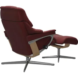 Stressless Relaxsessel STRESSLESS "Reno", rot (cherry paloma), B:79cm H:99cm T:75cm, Leder PALOMA: PALOMA ist ein durchgefärbtes Semianilin-Möbelleder mit natürlicher Narbung., Sessel, Relaxsessel, mit Cross Base, Größe S, M & L, Holzakzent Eiche
