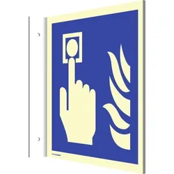 Dreifke® Fahnenschild Hausalarm Brandmelder, Alu, nachleucht., 160-mcd, 200x200 mm