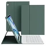 zoyu Hülle mit Tastatur für iPad Air 11 Zoll 2025/2024, für iPad Air 10,9 Zoll 2022/2020 5./4. Generation, Magnetische Abnehmbare Bluetooth-Tastatur, TPU- und PU-Stoßfeste Hülle, QWERTZ, Dunkelgrün