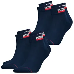 Levis Unisex Quarter Sportsocken Mid Cut Sportswear Logo 4er 6er 8er Multipack in 35-38 Blau