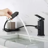Waschtischarmatur Mit Ausziehbarer Brause, Schwarze Waschtischarmatur, Armaturenhöhe (ohne Schlauch)