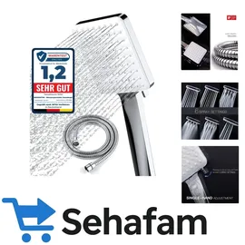 Newentor Duschkopf mit Schlauch, Duschbrause mit Schlauch 1,5M, Duschschlauch mit Duschkopf, Handbrause Duschkopf Regendusche mit 6 Strahlarten