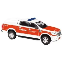 BUSCH52840 1:87 Ford Ranger mit Hardtop, Werkfeuerwehr Röhm Nr. 6