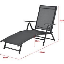 [en.casa] Sonnenliege Alborea mit Armlehnen Schwarz