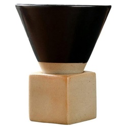 MAGICSHE Tasse Grobe keramische Kaffeetasse mit Basis, 200ml, Teetassen schwarz