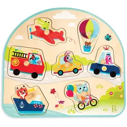B.TOYS B. Vehicles On The Go - Holzpuzzle Verrückte Fahrzeuge 7-teilig
